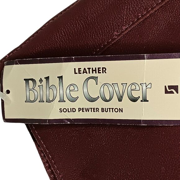 VTG Bob Siemon Designs Large Brown Leather Bible Cover Pewter Button New W/ Tag - Picture 7 of 11